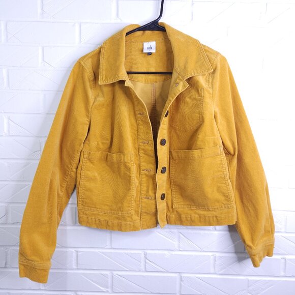 Cabi Mustard Yellow Citizen Stretch Corduroy Crop Trucker Jacket HTF 3909 S - Picture 2 of 7